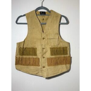 Vintage American Field Canvas Hunting Shooting Vest Game Bird Tan Made In USA